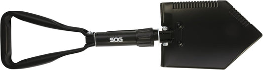 SOG Entrenching Tool- 18.25 Inch Folding Survival Shovel with Wood Saw Edge and Tactical Shovel Carry Case- Black (F08-N)