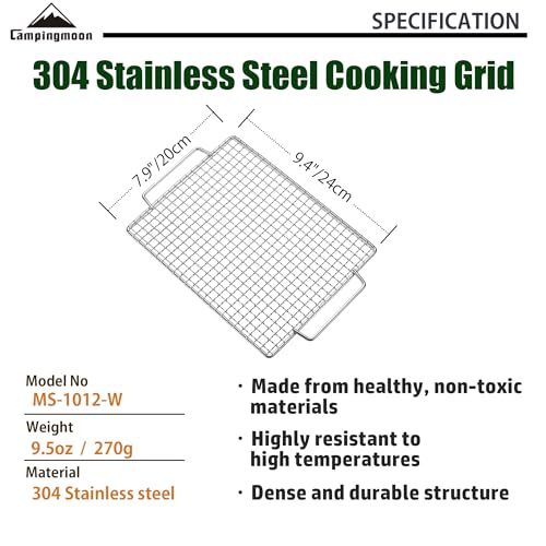 Camping Moon Campfire Grill Grate Stainless Steel 9.4 x 7.9 inches - Silver MS-1012-W