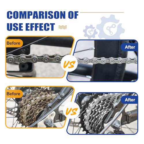 Yellow 7-in-1 Bike Chain Cleaning Kit with Degreaser & Lube for MTB & Road Bikes