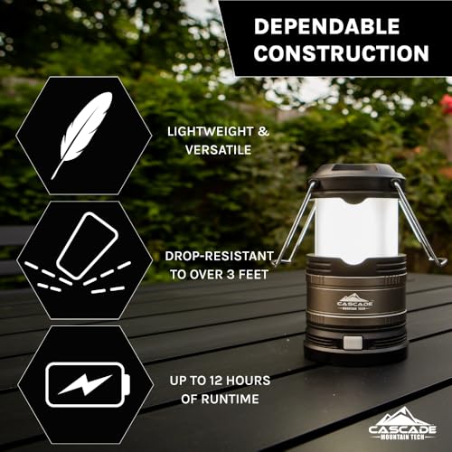 3 Pack Water-Resistant LED Camping Lanterns with 4 Light Modes - IPX4