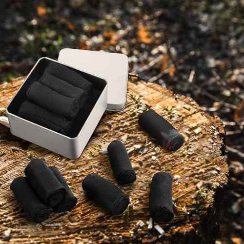 8 Rolls Camping Fire Starter Char Cloth Hand Made Emergency Fire Starter Refills for Bushcraft Hunting Outdoors Camping Survival