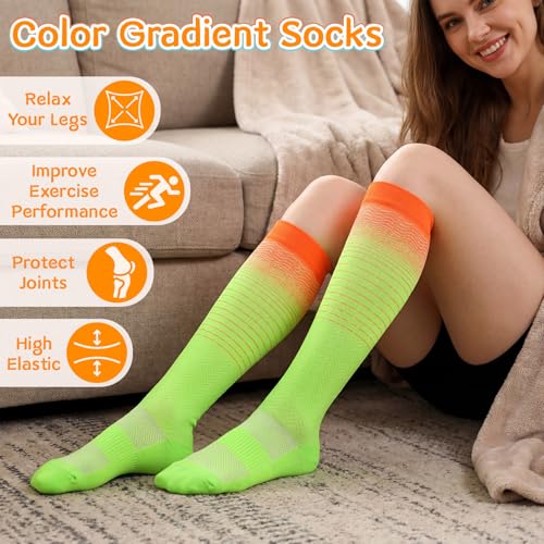 Women Compression Socks 15-20mmHg Knee High Socks - Small-Medium Pack of 5
