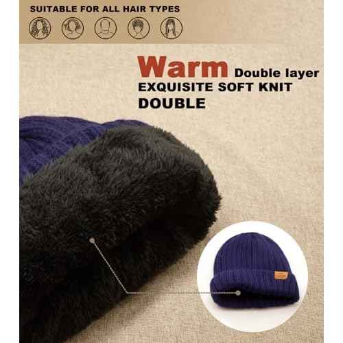 Winter Beanie Hat for Men and Women, Warm Double-Layered Knit Beanie in Multiple Colors to Go with Everything