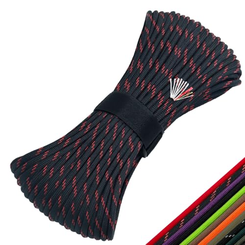 Survival Paracord 100 ft with Fire Cord & Multi-Use Emergency Gear - Camo Black