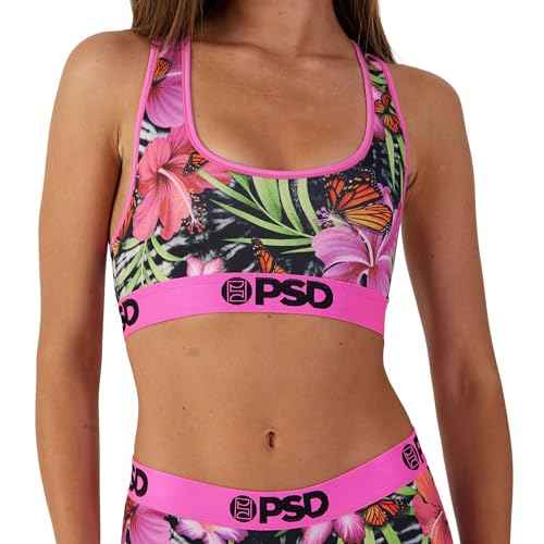 PSD Womens Sports Bra ? Wild Trip 3-Pack, Comfortable Medium Support Sports Bras for Women Pack, Womens Racerback Sports Bras Multipack, X-Small
