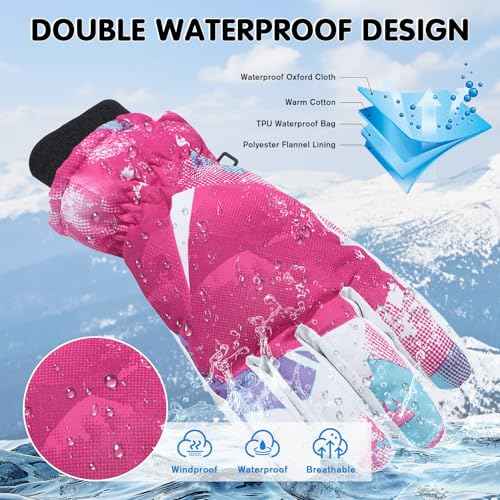 Century Star Kids Waterproof Warm Winter Ski Gloves for Boys & Girls - Sport Mittens