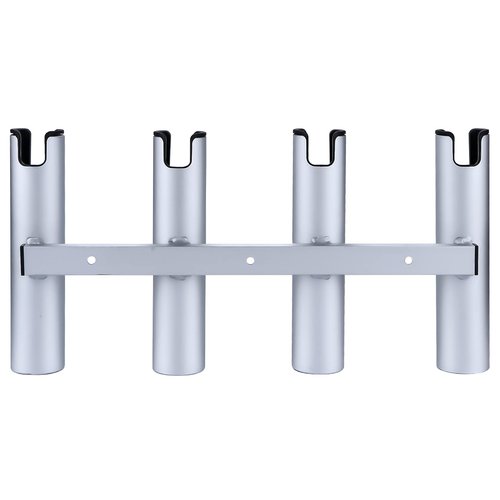 Marinebaby Aluminum Fishing Boat Rod Holder,3/4 Link Tube Aluminum Rod Rack, Suit Boats & Yacht ,Silver (Silver 4 Tube)