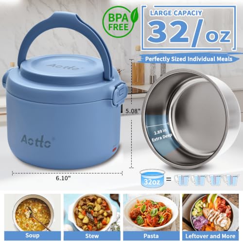 Aotto Electric Lunch Box Blue 32oz Portable Food Warmer for Work Car Travel