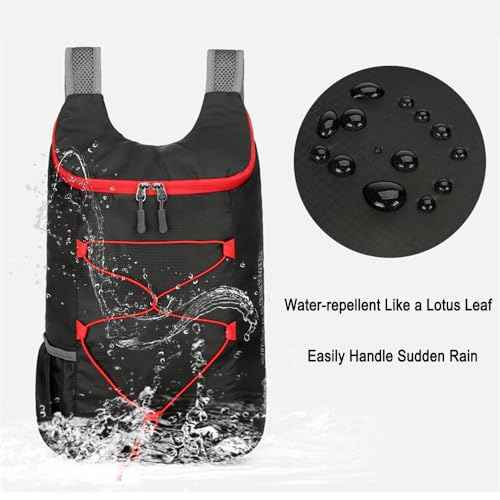 Lightweight and Thin Foldable Backpack, Climbing Bag, Hiking Daypack,15L Waterproof Travel Packable Rucksack (Black)