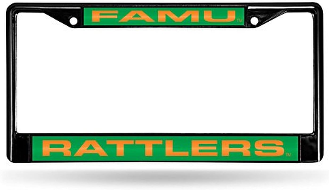 NCAA Black Laser Cut Chrome License Plate Frame for Car/Truck/SUV - 12x6" Auto Accessory