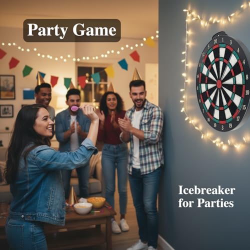 Portable Soft Tip Dartboard Set with Metal Stand - Indoor & Outdoor Play, Pets Friendly