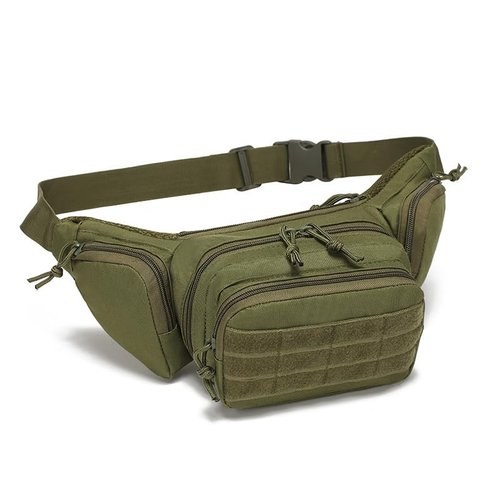 PISCORUSH Tactical Fanny Pack Carry Pistol Pouch Handgun Holster Waist Gun Bag Tactical Waist Bag Molle EDC Pouch Fits 1911, Glock (Army Green)