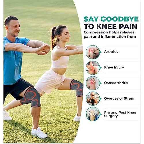 Modvel Compression Knee Brace for Women & Men, 2-Pack Knee Brace for Running Knee Pain, Knee Support Compression Sleeve, Workout Sports Knee Braces for Meniscus Tear, ACL & Arthritis Pain Relief