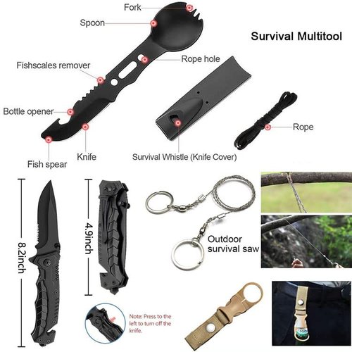 Outdoor Camping Survival Gear and Equipment, Survival Kits Fishing Hunting, Birthday Gifts for Men Dad Him Husband Boyfriend Teen Boy Camping Hiking