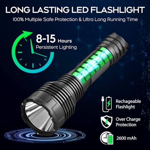 Rechargeable Tactical Flashlight 2200 Lumens with Holster for Police, Outdoors
