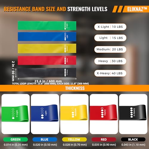 5-Level Resistance Loop Bands Set for Full-Body Workout & Rehab - Portable Exercise Bands