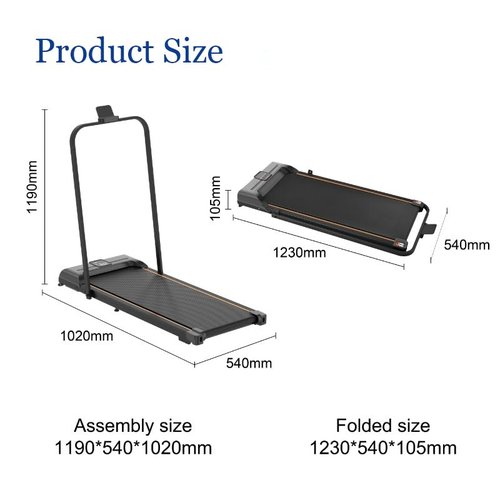 Walking Pad Treadmill with Foldable Handle Bar - Under Desk Treadmill for Home & Office | Remote Control, Bluetooth Speaker, LED Display | 265 lb Capacity