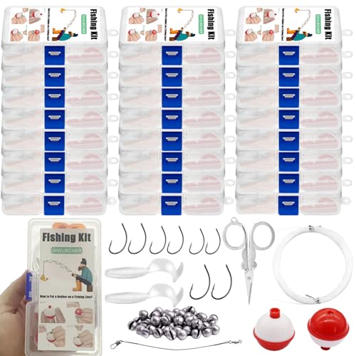 Mini Fishing Kit Set with Case - 24 Pack Emergency Survival Tackle for Outdoors
