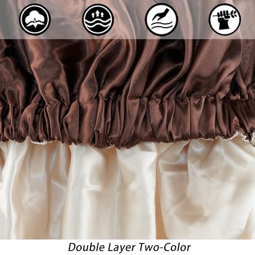 Brown Satin Bonnet for Sleeping - Double Layer Curly Hair Cap - Soft & Comfortable