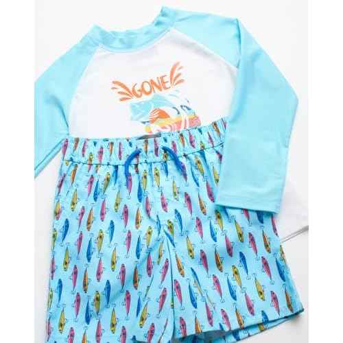 Eddie Bauer Toddler Boys' Rash Guard Set - 2 Piece UPF 50+ Quick Dry Swim Shirt and Trunks - Baby Boy Swimsuit (Sizes: 2T-4T)