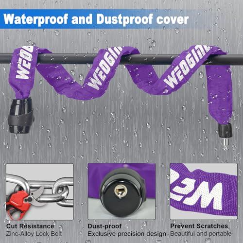 Bike Lock, Heavy Duty Anti-Theft 2.72 Ft Security Chain with 3 Keys, Waterproof for Bicycle,Scooter, Motorcycle, Door, Gate, Fence