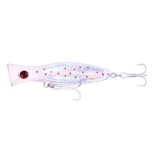 JAZALIC Topwater Popper Lure, 13cm White, 1pc, GT, Tuna, Steel with Lead Weight, Trigon Hook