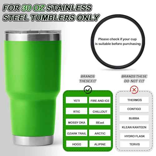 Rubber Seal Replacement Gasket for Yeti 30 oz Tumbler Lids, 6 Pcs Leak-Proof O Ring Gaskets with 1 Pcs Tweezer Compatible with 30/32 oz Tumbler, 14 oz Mug, 26 oz Cup and 35/42 oz Straw Mug