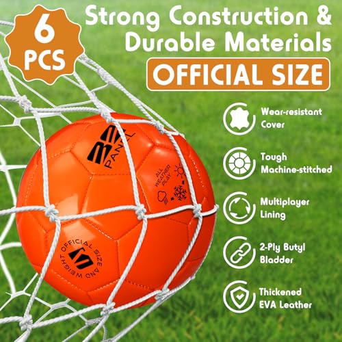 Bright Color Soccer Balls Set of 6 with Pump - Size 5 for Ages 13+ - Christmas Operation