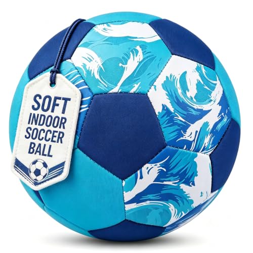 Indoor Soccer Ball Size 4 Kids Youth Safe Silent Play Blue - Champhox