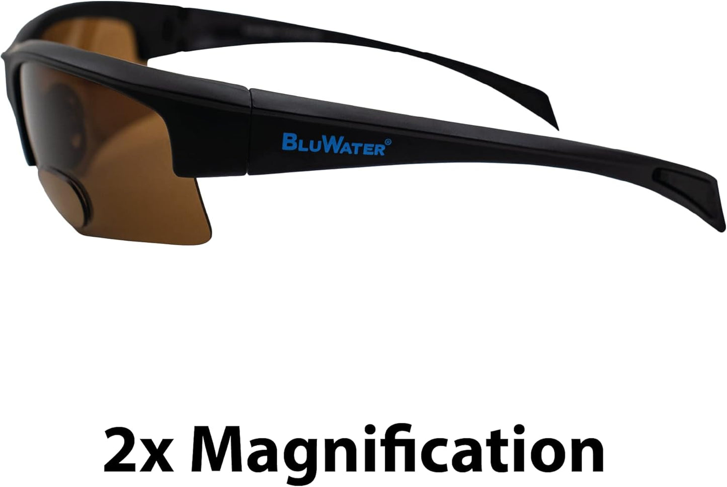 Global Vision BluWater Polarized Bifocal Sunglasses For Men & Women Fishing Glasses With Bifocals +2.0 Magnification Black Frame w/Polarized Brown Lenses