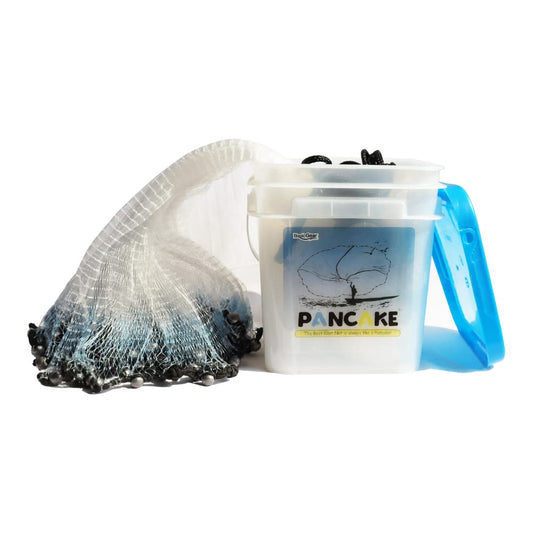 BasicGear Pancake Cast Net, 6ft Radius with 3/16 inch Mesh, Pure Lead 1.25 LB for Freshwater and Saltwater, Professional Grade and Upgraded Material, Throw Style for Bait Trap Fish