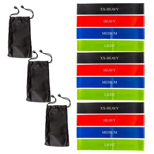 Resistance Bands for Working Out - Workout Band Loop 12-Pack - Exercise Bands with 4 Levels for Toning, Stretching or Physical Therapy by Home-Complete