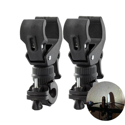 Yenux 2pcs Universal Flashlight Bike Mount Bike Handlebar Bicycle Flashlight Lamp Mount Clamp Stand Holder 360º Rotation Quick Release Pipe Clamp Mounts