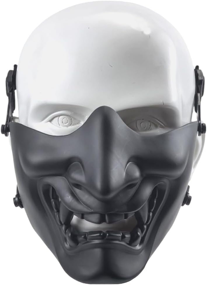 ATAIRSOFT Halloween Costume Cosplay BB Gun Evil Demon Monster Kabuki Samurai Hannya Oni Half Cover Airsoft and Prop Mask