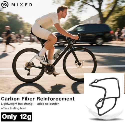Mixed 2-Pack Bike Water Bottle Holder Cage - Carbon Fiber Reinforced, Only 12g - Universal Bike Cup Rack for Road & MTB Bicycles with Secure, Includes Screws & Tool for Easy Installation (Black)