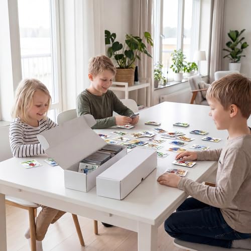15 Pack White Trading Card Storage Boxes - Holds 400 Cards Each, 14.2x3.8x2.9 Inches