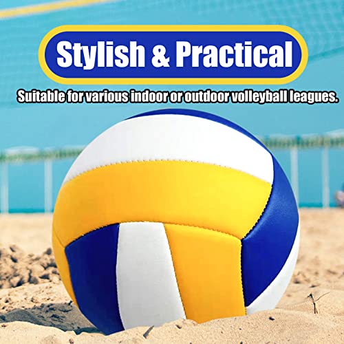 Magicorange Official Size 5 Volleyball Set - Blue & Yellow, 6 Pack with Pump & Mesh Bag