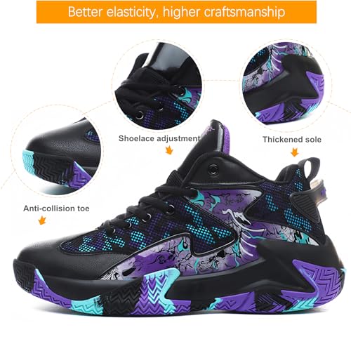 Men's Basketball Shoes Non-Slip Breathable Outdoor Sneakers - Black 7