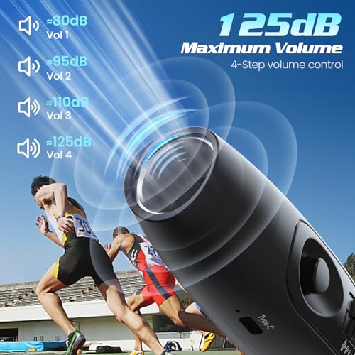 UNIWA Rechargeable Electronic Whistle 2-Pack with Red & Black, Loud 3 Tones, Adjustable Volume, USB Charging, Outdoor & Safety Use