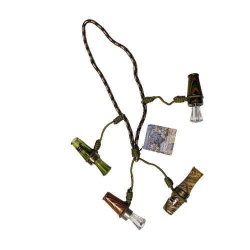 HuntEmUp Ultimate Camo Rope Call Lanyard - Duck Call Goose Call Lanyard - Duck Hunting Lanyard - Single Rope 4 Loop - Suitable for 3 or 4 Calls