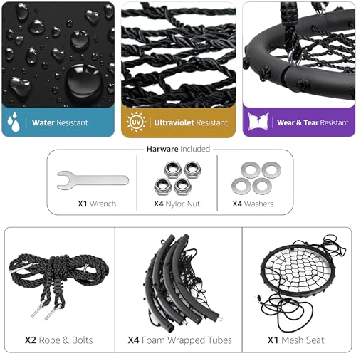 Sorbus 24 Inch Heavy-Duty Outdoor Net Swing Seat for Kids