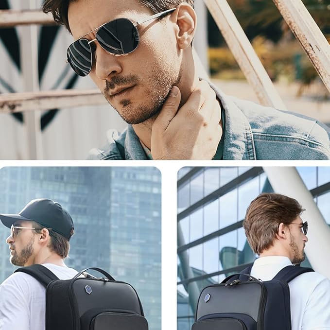 Anti-Tracking Rearview Spy Sunglasses - UV Protection Eyewear with Mirror Lens for Cyclists, Bikers, and Running - Black, Large