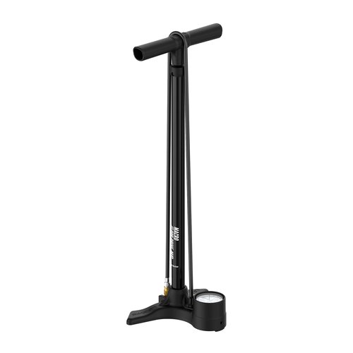 LEZYNE Macro Floor Drive High Pressure Bicycle Floor Pump with 2.5" Analog Gauge - Durable 220 PSI Tire Air Pump for Road/Track Bikes - Fits Presta/Schrader Valve - ABS Flip Chuck, Flat Black