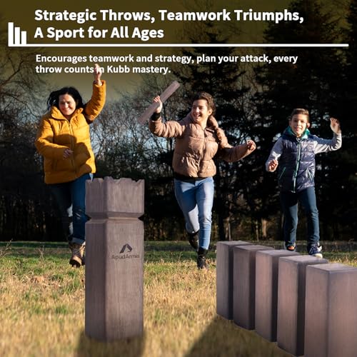 Brown Kubb Yard Game Set - Outdoor Lawn Toss Game with Carrying Case for Family & Kids