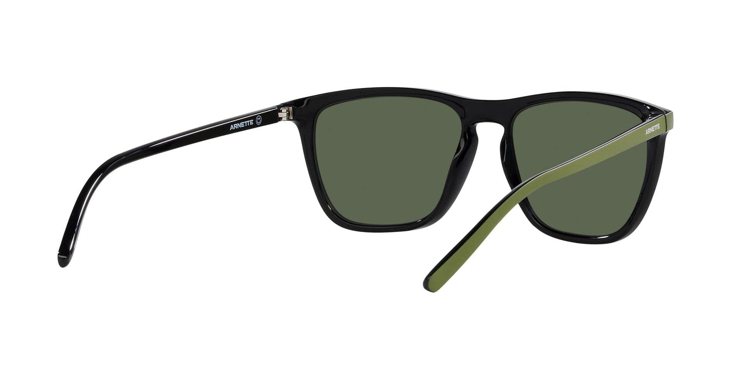 Arnette Men's AN4301 Fry Cat Eye Sunglasses, Black/Polarized Dark Green, 55 mm