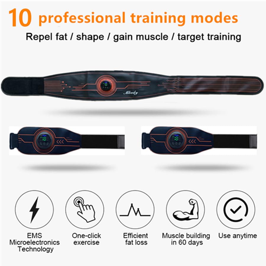 Fitness Workout Toner Abs Training Gear EMS Muscle Stimulator Massage belt for Abdominal/Waist/Arm/Leg Full Set Fit 23''-60''