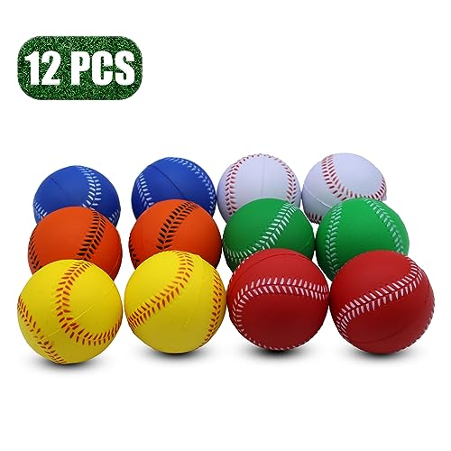 Multicolor Foam Baseballs 12 Pack Practice Training Balls for Softball & Kids