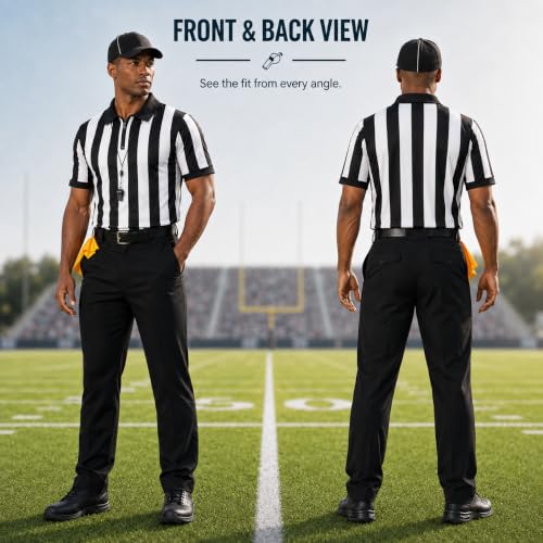 Large Referee Costume Set with Shirt, Hat, Penalty Flag & Whistle - Unisex Sports Costume