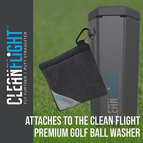 Golf Ball Washer Portable Cleaner with Towel - Black - Golf Accessories Gift