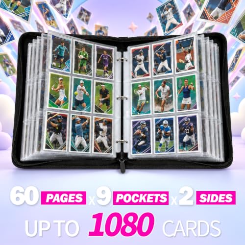 Card Binder Holds 1080 Cards with Pink & Blue 9-Pocket Pages - Sparkle Gradient